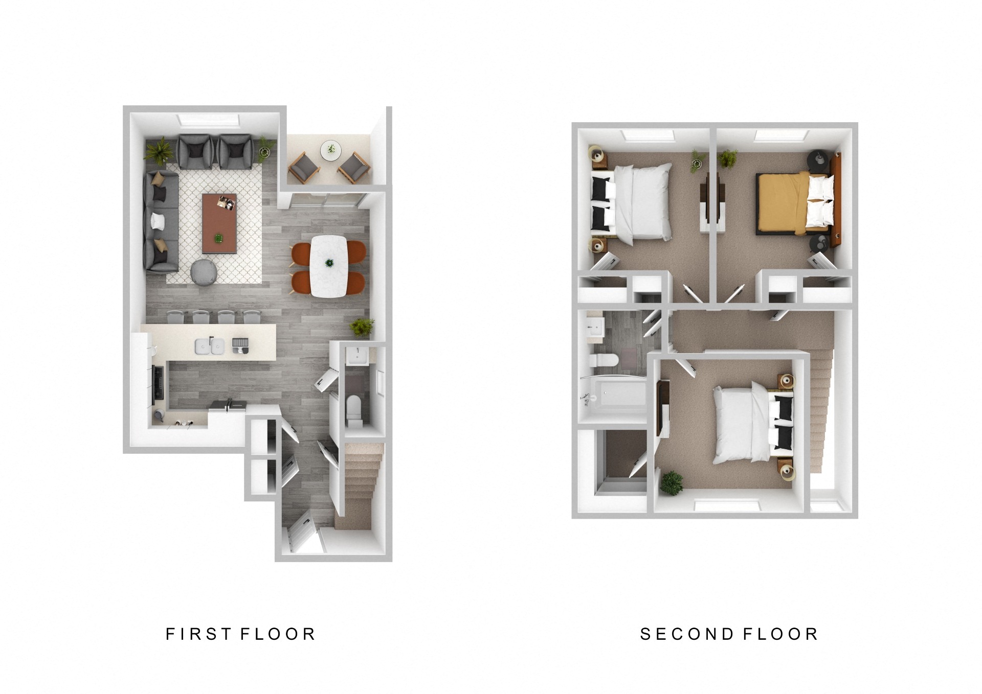 Floor plan for 3 beds, 1.5 baths, 1114 sqft